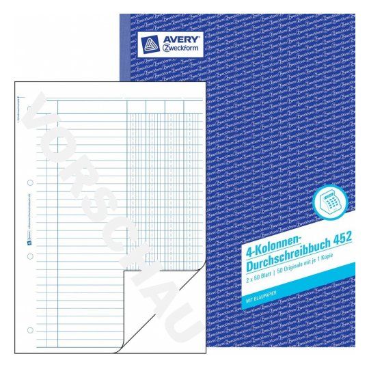Avery 452 Wit, Blauw Papier Zakelijke registers 29,70 cm x 21,00 cm