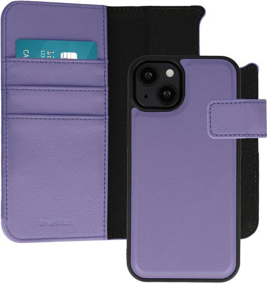 imoshion Hoesje - Geschikt voor Apple iPhone 13 - Uitneembare 2-in-1 Luxe Bookcase - Paars