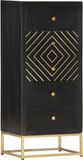vidaXL - Ladekast - 45x30x105 cm - massief mangohout - zwart en goudkleurig