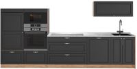 Vicco Complete keukeneenheid Fame-Line, Anthrazit-Gold Landhaus/Goudkleurig Eiken, 340 cm, WB Marmer