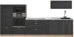 Vicco Complete keukeneenheid Fame-Line, Anthrazit-Gold Landhaus/Goudkleurig Eiken, 340 cm, WB Marmer