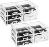 5five 2x Stuks sieraden/make-up organizer 5 lades Transparant Kunststof 24 x 11 cm