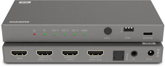 Marmitek Connect AE34 HDMI Audio Extractor - HDMI converter naar audio - 8K eARC 4K 120 Hz - Voor AV-receiver en soundbar