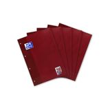 OXFORD 100050353 schoolblok school 5-pack A4 liniatuur 28 - geruit met dubbele rand 4-voudig geperforeerd 50 vellen kopverlijmd notitieblok schrijfblok papierblok