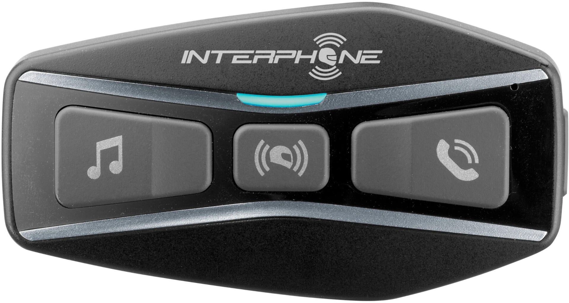 INTERPHONE UCOM4 - Enkel - Bluetooth 5.0 helmintercom voor motorfietsen, gebruik voor 4 rijdersgroep, afstand 1 km, autonomie tot 15 uur, mp3, gps, waterdicht IP67, voor alle helmen