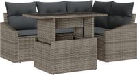 vidaXL Tuinbank Set 5-delig Grijs Polyrattan Gepoedercoat Staal