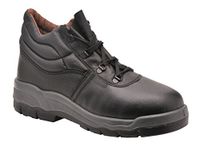 Portwest FW20 Werkschoen Antislip Hittebestendige Loopzool Oliebestendig | Zwart, 47, CE-gecertificeerd, O1 EN ISO 20347, Unisex, Energieabsorberend, Lichtgewicht, Stalen Neus, Leren Voering