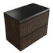 Saniclass Ensemble de meubles de salle de bain - 80x45x63cm - Plateau de lavabo Noche basalte poli (noir) - 1 trou de robinet - 2 tiroirs - Chêne mat charcoal (bois) SW1420802/SW728235