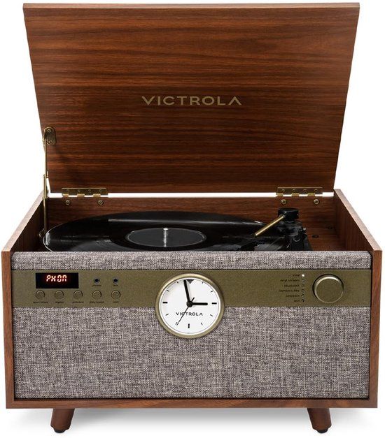 Victrola Century Signature+ Bluetooth 6-in-1 Music Center with Clock - Walnut