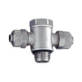 Riegler T-draaischroefverbinding, met O-ring, G 1/8 a., voor slang 10/8 mm, SW 14, werkdruk max. 18 bar, messing vernikkeld