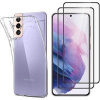 Phonillico® Hoesje voor Samsung S21 PLUS en 2 geharde glazen