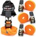 Sangles à cliquet sans marque de 6 m 800 kg - 4 pièces - Sangles d'arrimage à cliquet pour remorque, kayak, planche de surf, canoë, vélo, moto - Longueur réglable - Orange