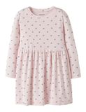 Name it Jurk regular fit, biologisch katoen, gebloemd, lange mouw, ronde hals, kort, Raindrops On Roses, maat 98