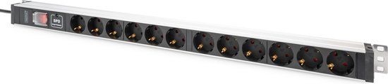 Digitus DN-95435 1U 12 AC-uitgang(en) Type F Verticaal Aluminium, Kunststof
