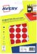 Avery Etiketten A5 24 mm rond - blister 400 st rood