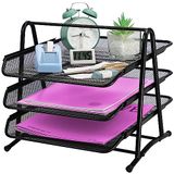 Idealife Ideallife brievenbakken 3 niveaus - documentenbak metalen bureau organizer