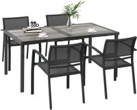 Outsunny tuinset - tuintafel met 6 stoelen - staal/mesh - grijs