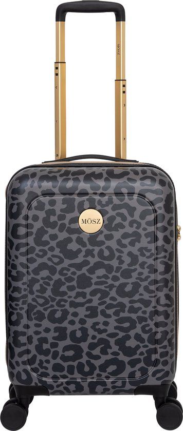Mosz MŌSZ Handbagage koffer panterprint zwart - 55 cm - 33 liter : Lauren kleine koffer/ cabin trolley
