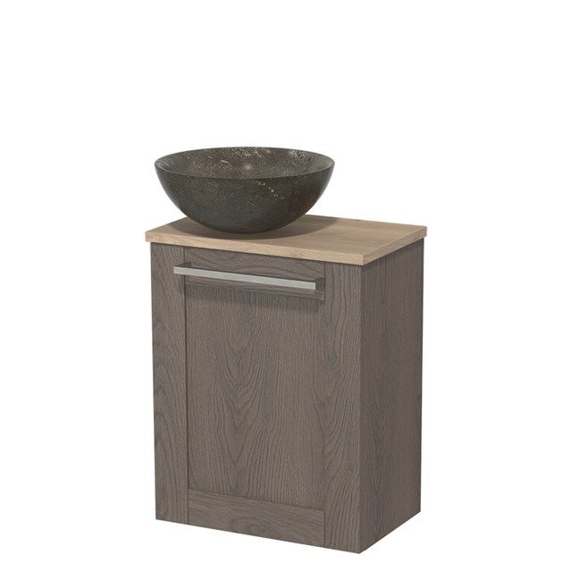 Maxaro Toiletmeubel Modulo Donkerbruin Eiken Kader 41 cm Lichtbruin Eiken Blad