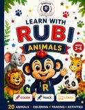Learn with Rubi Animals: Fun English Activity Book for Kids Ages 3-6