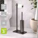 Porte-rouleau WC avec porte-brosse WC intégré - Acier inoxydable S.304 Noir métallisé - Fixation collée ou vissée