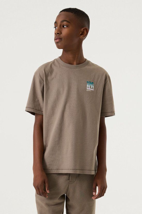 Garcia Jongens Print T-shirt Bruin Korte mouw Maat 164/170