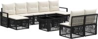 vidaXL Tuinbank Set 10 st Zwart en Crème Wit poly rattan