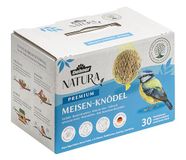 Dehner Natura Premium mezenbollen met net, het hele jaar door, eiwitrijk/energierijk, vogelvoer voor wilde vogels, 30 stuks van 90 g (2,7 kg), karton van FSC-gecertificeerde productie