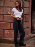 Next - Dames - Smoothing Ponte Jersey Broek met Wijde Pijpen - Petite - Blauw