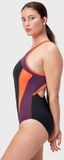 Speedo Badpak Hoge Nek Splice Cross Back Zwart/Rood/Blauw