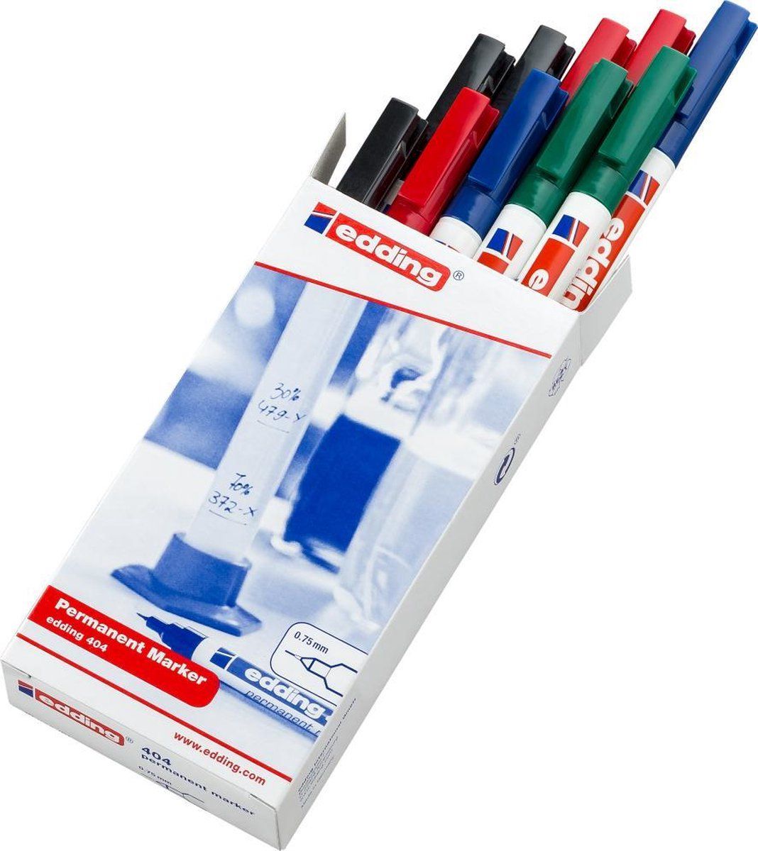 Edding 404 Permanent Marker - 10 stuks - Ronde punt - Diverse kleuren