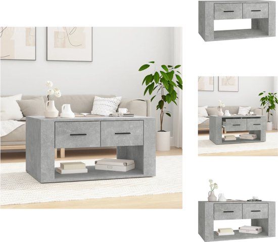 vidaXL Salontafel 80x50x40 cm bewerkt hout betongrijs