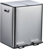 Relaxdays Prullenbak 2 vakken - 30 liter - Afvalscheiding - Binnenemmers - Zilver