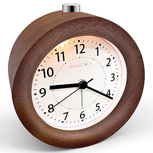 aboveClock Wekker Analoog - Hout - Zonder Tikken - Met Snooze - Bruin