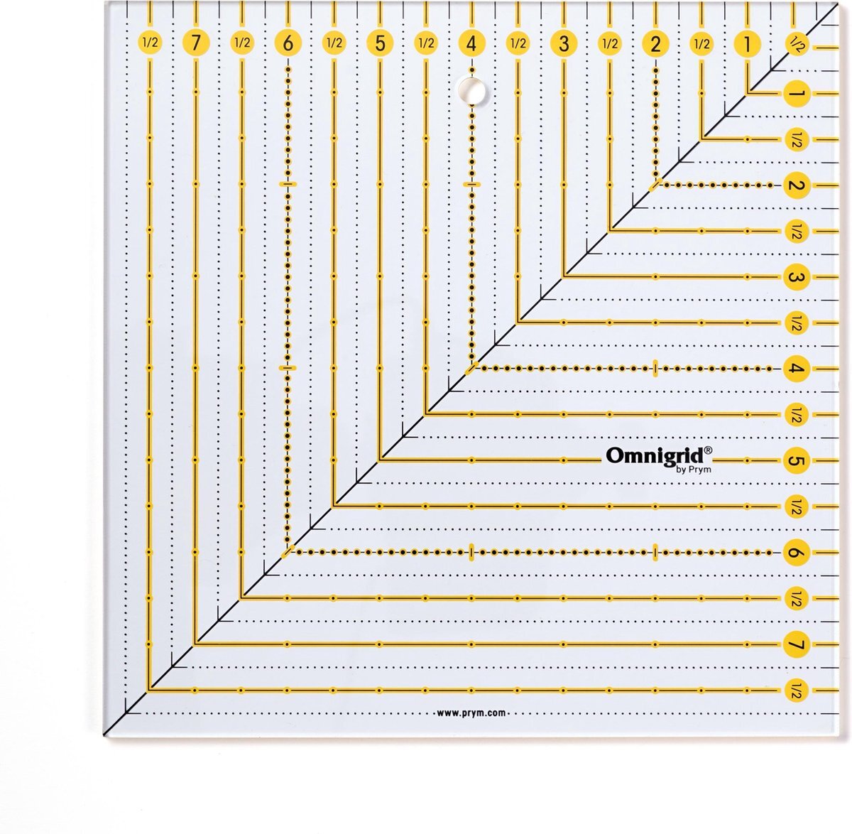 prym Patchwork Square 8 x 8 inch Omnigrid liniaal, kunststof, transparant