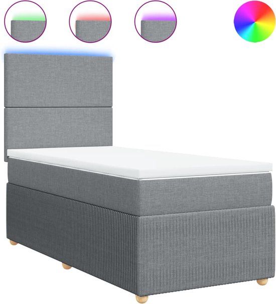 vidaXL Boxspring met matras stof lichtgrijs 80x200 cm