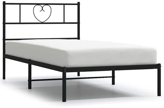 vidaXL Bedframe met hoofdbord metaal zwart 100x190 cm