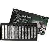 Gallery Soft Pastel Set, 1 cm dik, 6,5 cm lang, grijs, grijs getinte kleuren, 12 stuks