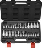 VEVOR 32-delige zeskantdoppenset, S2-gelegeerd staal & Cr-V-staal, standaard SAE & metrisch, 1/4 inch & 3/8 inch & 1/2 inch aandrijvingen, met opbergkoffer, voor monteurs en autoreparaties