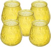 H&S Collection windlicht - 5x - geel - glas - citrus geur - 48 branduren - geurkaars