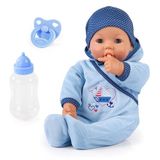 Bayer Design pop, 46 cm, spreekbaar, beweegt zijn lippen, fles, fopspeen