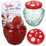 MamboCat 2-delige set jamfles 580ml FRUTTA VASO met fruit-relief + TO82 deksel vliegenzwam