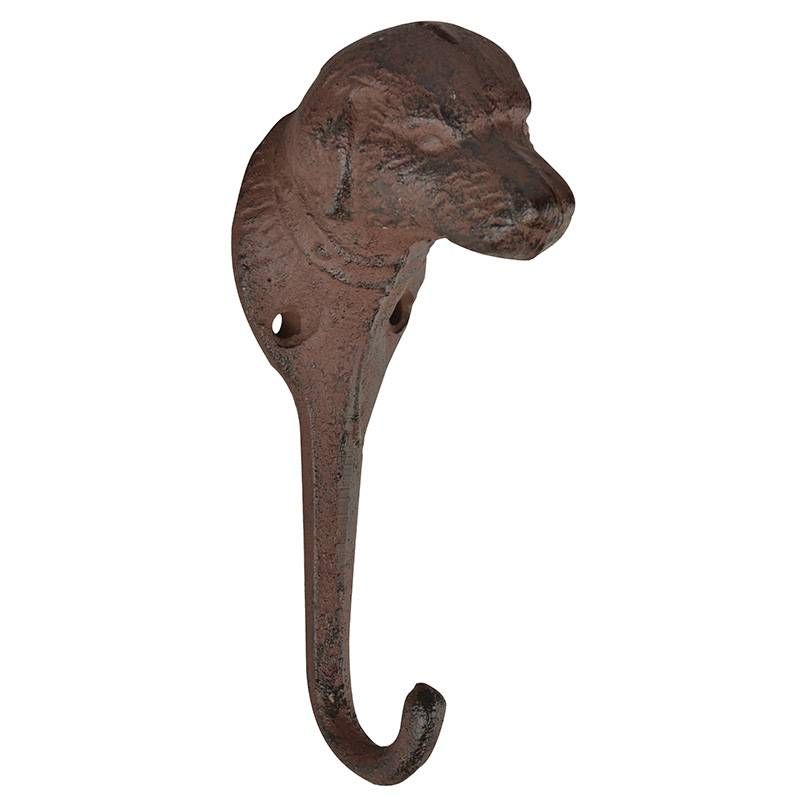 Esschert Design Gietijzeren kapstokhaak hond - 15 x 5 cm - Roestbruin