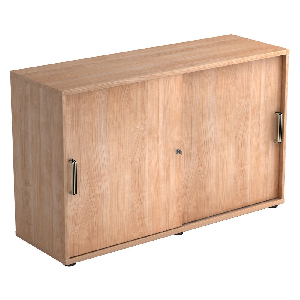 hjh OFFICE PRO Schuifdeurkast Beta 1752S - Walnoot - 120 x 40 x 74,8 cm