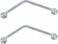 MSV Poignée d'angle pour mur/paroi de salle de bain/douche - 2x - métal inoxydable - argent - 54 cm - Prise supplémentaire