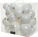 Decoris Kerstballen - 26x st - parelmoer wit - 6-8-10 cm - kunststof