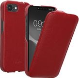 kalibri flip cover geschikt voor Apple iPhone 17e / iPhone 16e - ultradunne leren hoes voor smartphone - rood
