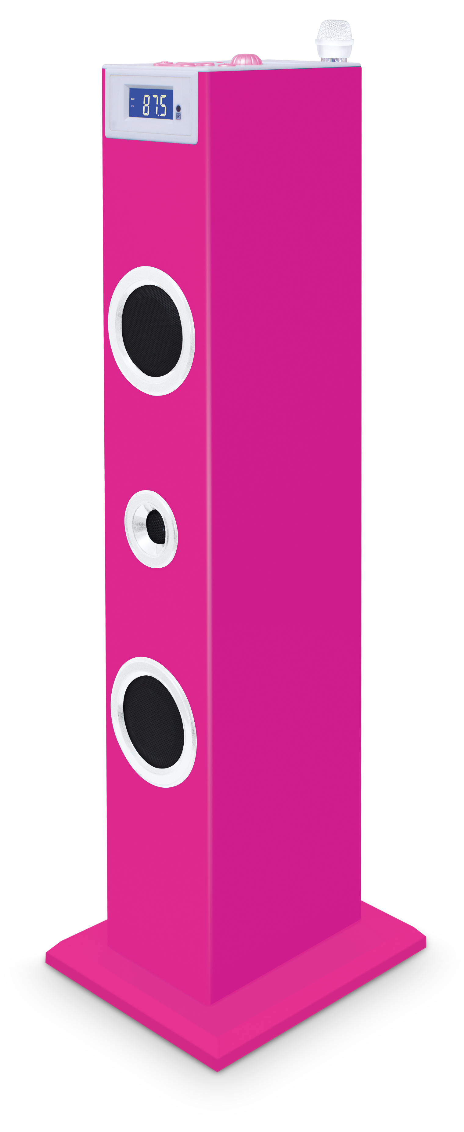 BigBen Roze karaoke set én audiotoren met stickers roze