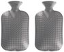 Merkloos / Sans marque Fashy Gmbh Warmwater kruik - 2x - grijs - geribbeld - 2 liter - bedkruik