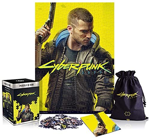 Good Loot Cyberpunk 2077 Male V - puzzel 500 stukjes 34cm x 48cm | inclusief poster en tas | Game-artwork voor volwassenen en tieners